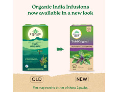A TATA Product - Organic India Tulsi Original - 25 Tea Bags, Caffeine-Free Herbal Tea with Tulsi, Natural Detoxifier, Rich in Antioxidants, Convenient Staple-Free Bag