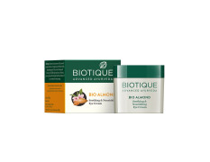 Biotique Almond Anti-Ageing Eye Cream| Ayurvedic and Organically Pure| Under Eye Cream for Dark Circles| Reduces Puffiness and Wrinkles |100% Botanical Extracts| Suitable for All Skin Types | 15gm