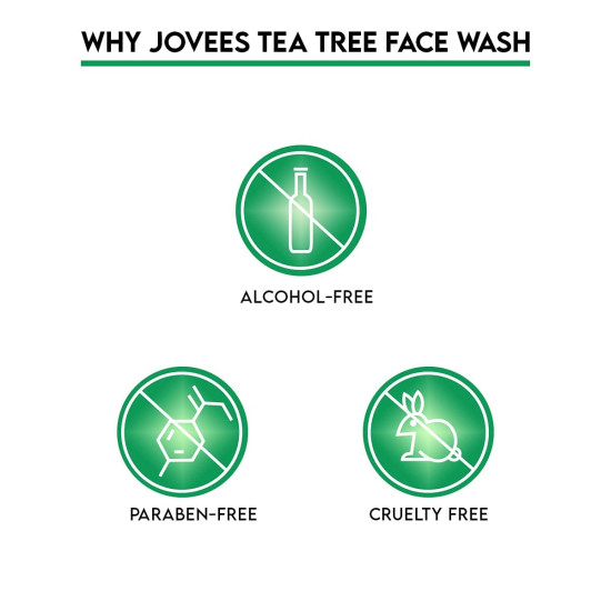 Jovees Herbal Tea Tree Oil Control Face Wash For Oily and Sensitive Skin | Paraben and Alcohol Free | 120 ML