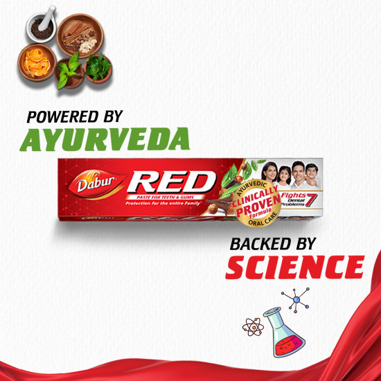 Dabur Red Toothpaste - 200g | World's No.1 Ayurvedic Paste | Fluoride Free|Helps in Bad Breath Treatment, Cavity Protection, Plaque Removal |For Whole Mouth Health| Power of 13 Potent Ayurvedic Herbs