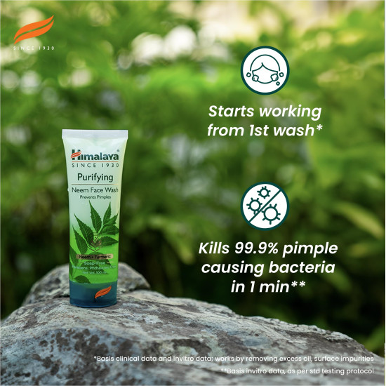 Himalaya Purifying Neem Face Wash|Clinically proven to fight against acne and pimples|Gently cleanses|100% naturally derived Neem|Works from 1st wash|For both men and women| 50 ml