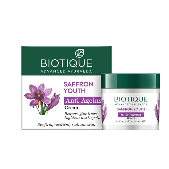 Biotique Bio Saffron Dew Youthful Moisturizer Cream | Protects Skin Cells | Prevents Ageing And Retains Youthful Glow | 100% Botanical Extracts | Suitable For All Skin Types | 50G