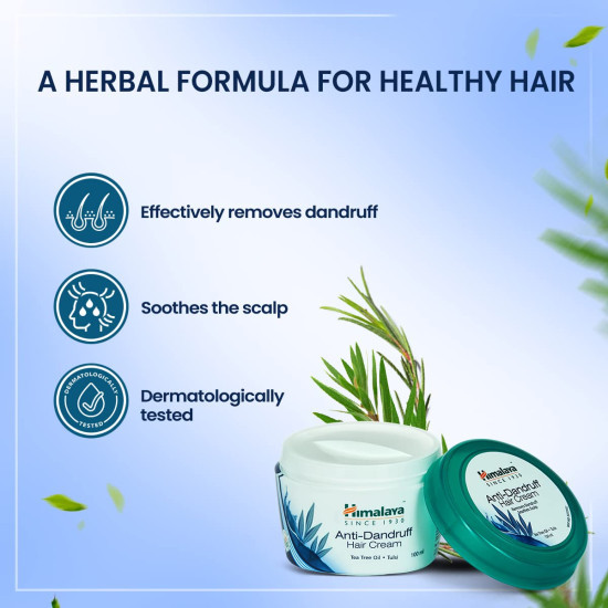 Himalaya Anti-Dandruff Hair Cream | Removes & Prevents Dandruff | Non Sticky Oil Replacement Hair Cream | Soothes Scalp | With Tea Tree Oil & Tulsi | For Women & Men | 100ml