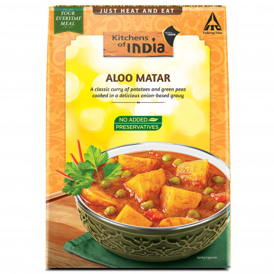 Kitchens of India Aloo Matar, ITC Ready to Eat Indian Dish, Just Heat and Eat, 285g