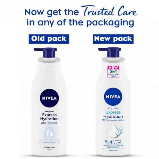 NIVEA Express Hydration 400ml Body Lotion | 48 H Moisturization & Hydration for Summer | Goodness of Sea Minerals & Deep Moisture Serum | Non Greasy & Healthy Looking Skin |For All Skin Types