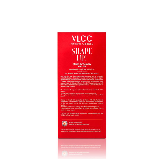 VLCC Shape Up Waist & Tummy Trim Gel - 200g | For a Flatter and Firmer Waist | Helps tone Muscles and Stubborn Fat | Helps break down Cellular Fat | Helps you get a Slimmer, Toned and Firmer Waist and Tummy.