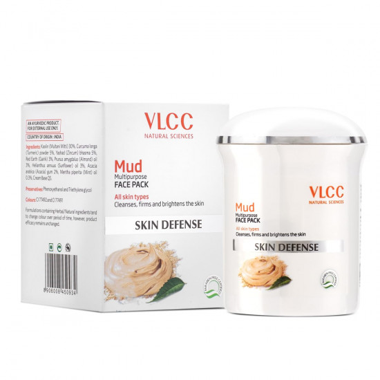 VLCC Skin Defense Mud Face Pack - 70g | Skin Healing & Rejuvenating Mask | Helps Cleanse, Firm & Brighten Skin with Kaolin Clay, Almond & Mint Oil | Helps Soothe Irritation & Detox Skin.