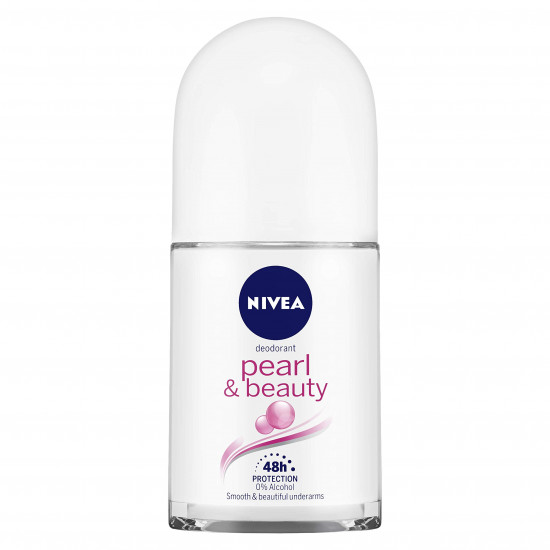 NIVEA Pearl and Beauty 50ml Deo Roll On | With Pearl Extracts & Avocado Oil| 48 H Smooth & Beautiful Underarms| 0% Alcohol | For Women