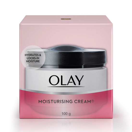 Olay Moisturizing Cream |Nourishing and moisturizing ingredients |All day moisture, Improves skin softness and smoothness |Suitable for Normal, Dry, Oily & Combination skin |100 gm