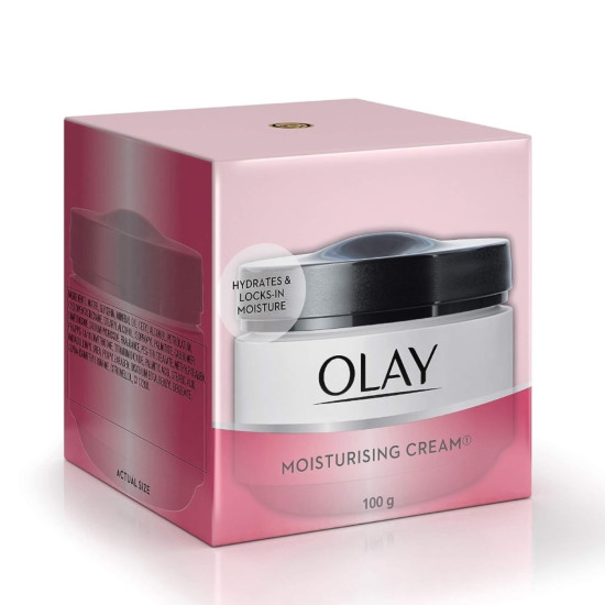 Olay Moisturizing Cream |Nourishing and moisturizing ingredients |All day moisture, Improves skin softness and smoothness |Suitable for Normal, Dry, Oily & Combination skin |100 gm
