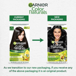Garnier, Hair Colouring Creme, Long-lasting Colour, Smoothness & Shine, Color Naturals, Shade: 1 Natural Black, 70ml + 60g