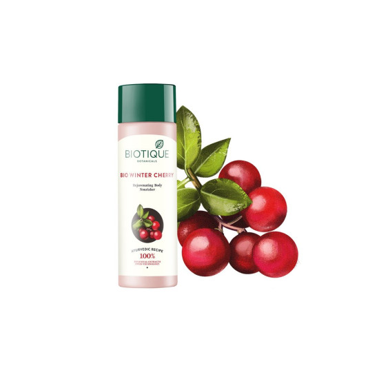Biotique Winter Cherry Rejuvenating Body Lotion | Moisturizes and Hydrates the Skin | Prevents Ageing, Wrinkles and Dark Spots| 100% Botanical Extracts| Suitable for All Skin Types | 190ml