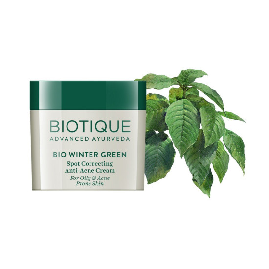 Biotique Bio Winter Green Spot Correcting Anti Acne Cream | Acne Control | Spot Correction Clears Blemishes |Enhances Skin Texture | 100% Botanical Extracts| Suitable for All Skin Types | 15G Biotique Bio Winter Green Spot Correcting Anti Acne Cream | Acne Control | Spot Correction Clears Blemishes |Enhances Skin Texture | 100% Botanical Extracts| Suitable for All Skin Types | 15G