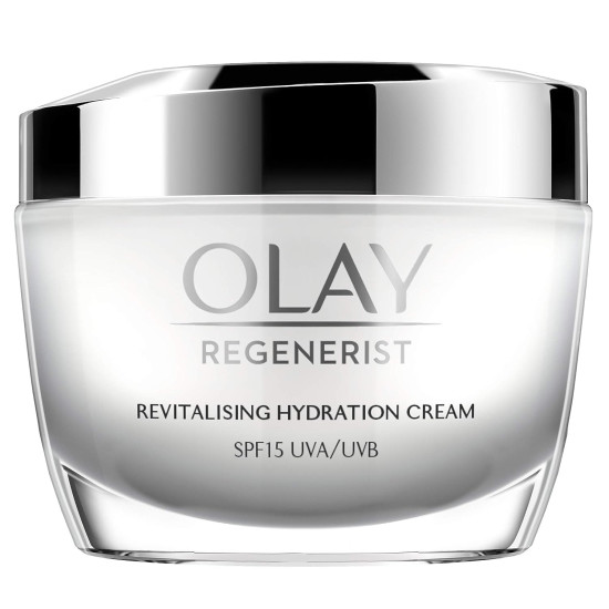 Olay Regenerist Revilatising Hydration Cream with SPF 15 | Hydrated, Plump, Bouncy Skin | With Hyaluronic Acid, Niacinamide and Peptides | Normal, Oily, Dry, Combination Skin | 50g