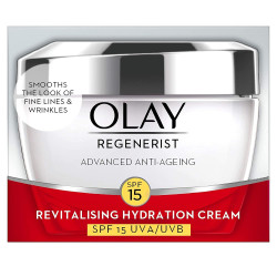 Olay Regenerist Revilatising Hydration Cream with SPF 15 | Hydrated, Plump, Bouncy Skin | With Hyaluronic Acid, Niacinamide and Peptides | Normal, Oily, Dry, Combination Skin | 50g