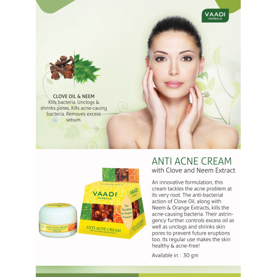 Vaadi Herbals Anti Acne Cream, Clove and Neem Extract, 30g