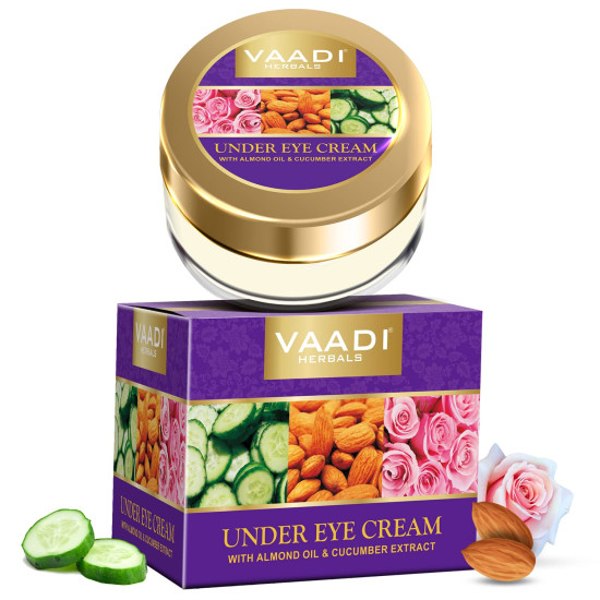 Vaadi Herbals Under Eye Cream, Almond Oil and Cucumber Extract, 30g