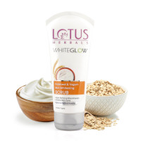 Lotus Herbals WhiteGlow Skin Brightening Oatmeal & Yogurt Scrub | Gentle Exfoliator | Removes Tan and Blackheads | Face Scrub for Women & Men | 100g