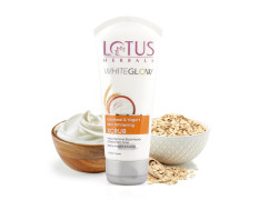 Lotus Herbals WhiteGlow Skin Brightening Oatmeal & Yogurt Scrub | Gentle Exfoliator | Removes Tan and Blackheads | Face Scrub for Women & Men | 100g