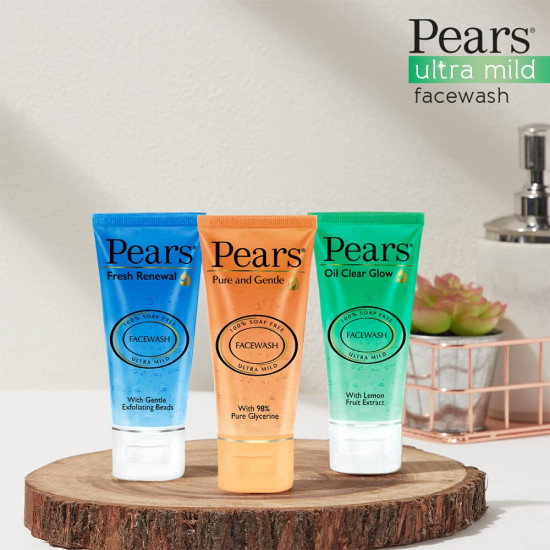 Pears Oil Clear Gentle Ultra Mild Daily Cleansing Facewash For Oil Free Matte Look, Ph Balanced, 100% Soap Free, Pure Lemon Flower Extract, 60g