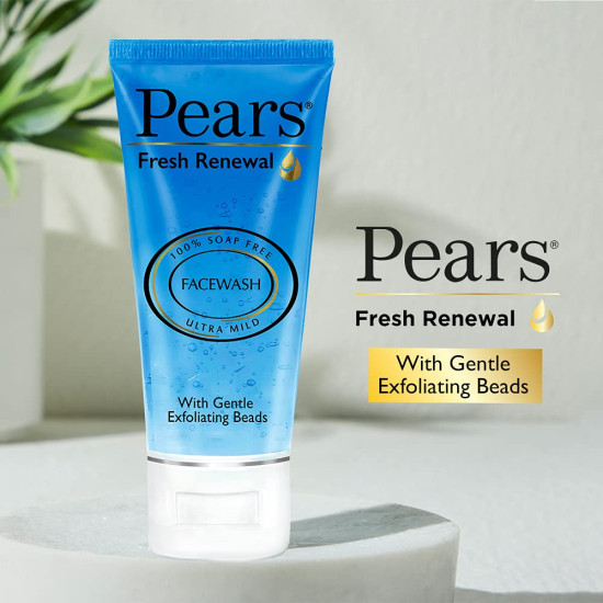 Pears Fresh Renewal Gentle Ultra Mild Daily Cleansing Facewash, Ph Balanced, 100% Soap Free, With Exfoliating Beads, Cooling, 60g