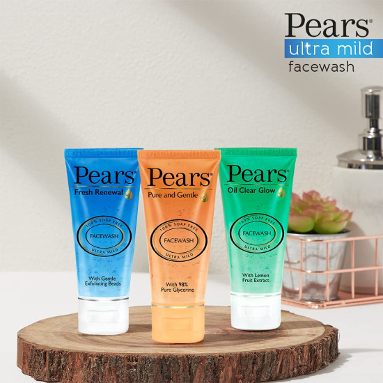 Pears Fresh Renewal Gentle Ultra Mild Daily Cleansing Facewash, Ph Balanced, 100% Soap Free, With Exfoliating Beads, Cooling, 60g