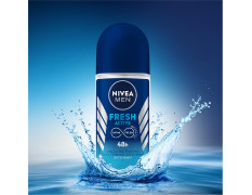 NIVEA MEN Fresh Active 50ml Deo Roll On | With Fresh Ocean Extracts| 48 H Freshness| 0% Alcohol | Dermatalogically Approved & Paraben Free Formula