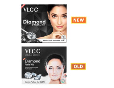 VLCC Diamond Facial Kit - 60g | Skin purifying with Parlour Glow | Improves Skin Elasticity, Brightens and Lightens Patchy Damaged Skin | With Colloidal Diamond, Jojoba Oil, Olive Oil & Aloe Vera.