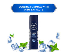 NIVEA MEN Cool Kick 150ml Deodorant | With Mint Extracts for Cooling sensation in Summer| 48 H Long Lasting Freshness| 0% Alcohol