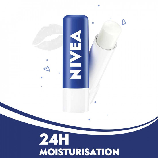 NIVEA Original Care 4.8g Lip Balm|24 H Melt in Moisture Formula|Natural Oils|Nourished Lips