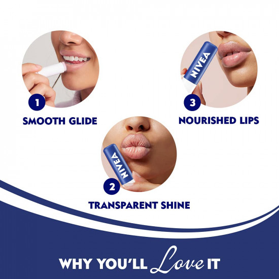 NIVEA Original Care 4.8g Lip Balm|24 H Melt in Moisture Formula|Natural Oils|Nourished Lips