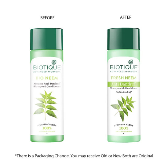 Biotique Fresh Neem Anti Dandruff Shampoo and Conditioner | Controls Dandruff | Eliminates Dryness, Flaking, and Itching | Hair Looks Fresh and Lustrous |Suitable for All Skin Types | 190ml