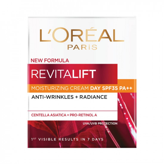 L'Oreal Paris Day Cream, SPF 35 Pa++, Anti-Wrinkle and Radiance, Boosts Skin Elasticity, With Centella Asiatica,Revitalift, 50ml