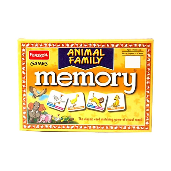 Funskool Games - Memory Animal Family, Educational matching picture game for children, kids & family, 1 - 4 players, 5 & above