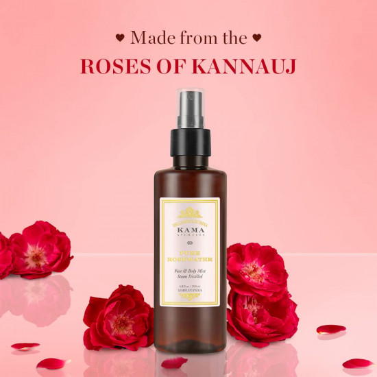 Kama Ayurveda Pure Rose Water Face and Body Mist, 6.8 Fl Oz, Pack of 200ml