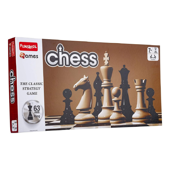 Funskool Games, Black And White Chess Board Set,Strategy Game, Adults and Family, Ages 7 and above