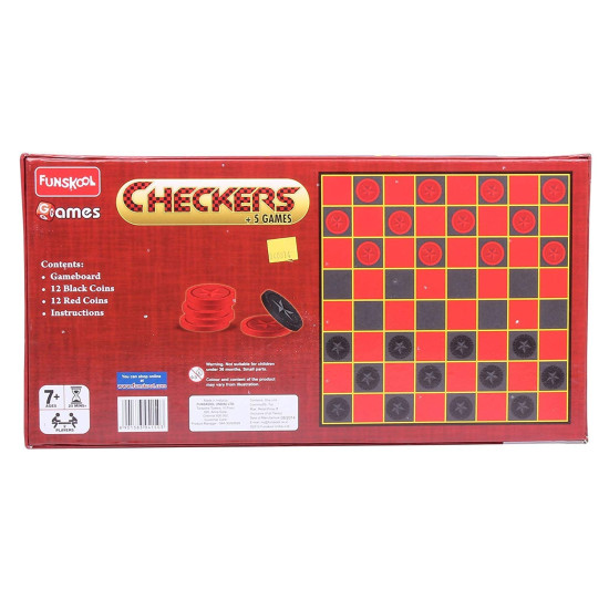 Funskool Games - Checkers Plus 5, 5 in 1 checkers board games, Kids & family, 2 players, 7 & above