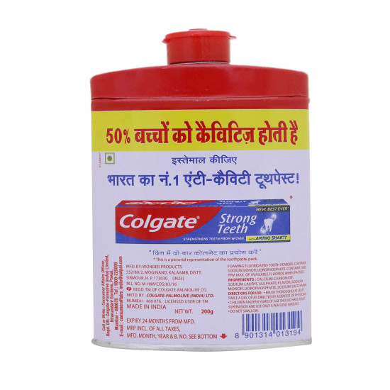 Colgate Cavity Protection Toothpowder - with Calcium and Minerals for Anti-Cavity - 200 g