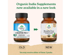 A TATA Product - Organic India Breathe Free - 60 Veg Capsules, Naturally Relieve Shortness of Breath, Wet & Dry Cough, Congestion & Improves Lung Capacity, GMP & NPOP Certified Organic