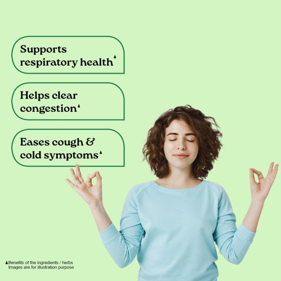 A TATA Product - Organic India Breathe Free - 60 Veg Capsules, Naturally Relieve Shortness of Breath, Wet & Dry Cough, Congestion & Improves Lung Capacity, GMP & NPOP Certified Organic