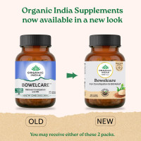A TATA Product - Organic India Bowelcare - 60 Veg Capsules, Helps Relieve Constipation, Hyperacidity & IBS, Clean & Lubricate Bowel, Normalizes Digestion & Elimination, GMP & NPOP Certified Organic