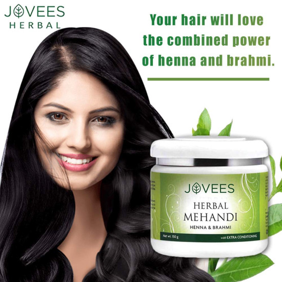 Jovees Herbal Mehandi for Natural Color | 100% Herbal with Henna & Brahmi- 150 g