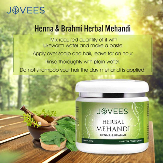 Jovees Herbal Mehandi for Natural Color | 100% Herbal with Henna & Brahmi- 150 g
