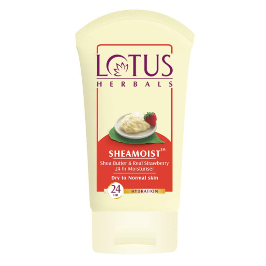 Lotus Herbals Sheamoist Shea Butter And Real Strawberry 24 Hour Moisturiser, 120G