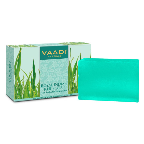 Vaadi Herbals Royal Indian Khus Soap with Olive and Soyabean Oil, 75g