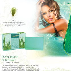 Vaadi Herbals Royal Indian Khus Soap with Olive and Soyabean Oil, 75g