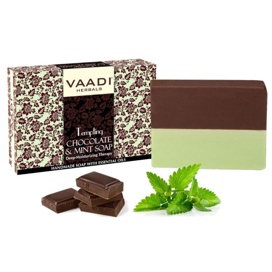 Vaadi Herbals Tempting Chocolate and Mint Soap, Deep Moisturising Therapy, 75g