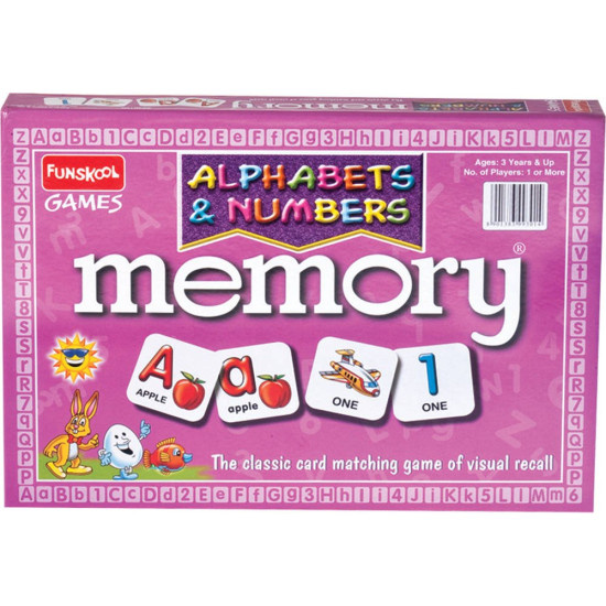 Funskool Games Memory Alphabets And Nos, Educational matching picture game for children, kids & family, 1 - 4 players, 5 & above