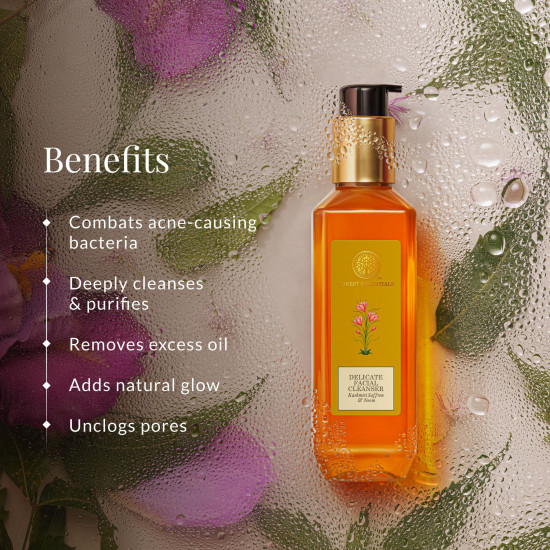 Forest Essentials Delicate Facial Cleanser with Kashmiri Saffron & Neem | Ayurvedic Purifying Face Wash | For Combination to Oily Skin | Sulphate Free | Paraben Free