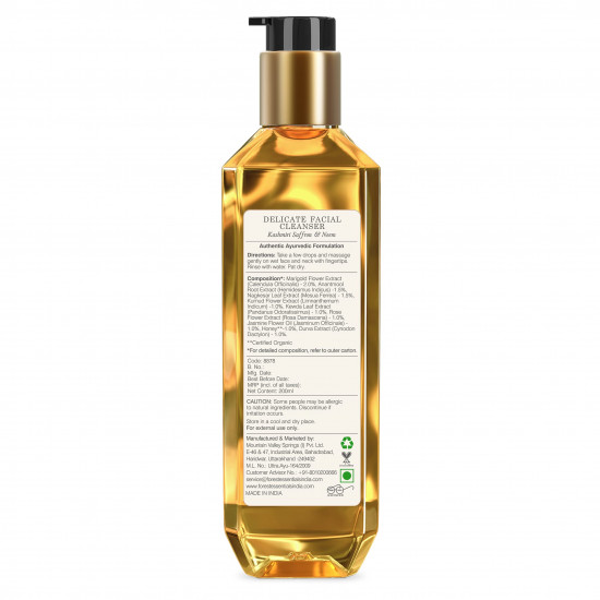 Forest Essentials Delicate Facial Cleanser with Kashmiri Saffron & Neem | Ayurvedic Purifying Face Wash | For Combination to Oily Skin | Sulphate Free | Paraben Free